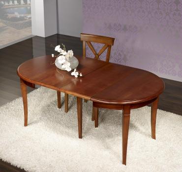 Table ronde réalisée en Merisier Massif de style Louis Philippe DIAMETRE 105 + 4 allonges de 40 cm