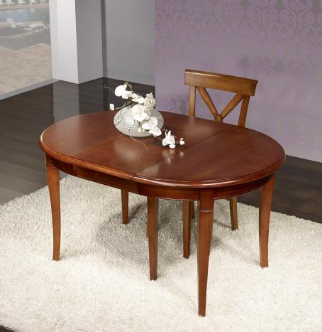 Table ronde réalisée en Merisier Massif de style Louis Philippe DIAMETRE 105 + 4 allonges de 40 cm