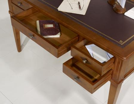 Bureau Ministre Nicolas réalisé en Merisier Massif de style Directoire Surface d'écriture Chocolat