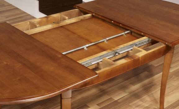 Table ovale Constance 180*120 réalisée en Merisier Massif de style Louis Philippe 2 allonges incorporées de 40 cm 