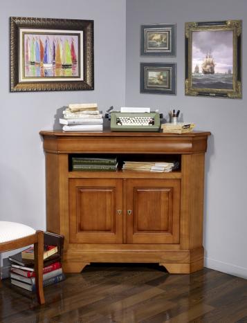 Meuble d'angle TV  2 portes en merisier massif de style Louis Philippe SEULEMENT 1 DISPONIBLE ce meuble va être supprimé