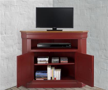 Meuble d'angle TV  2 portes en merisier massif de style Louis Philippe 