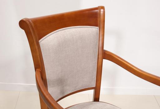 Fauteuil Pauline réalisé en Merisier Massif de style Louis Philippe Elastron Boston Light Grey