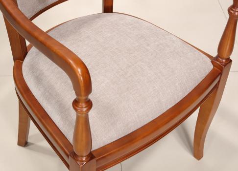 Fauteuil Pauline réalisé en Merisier Massif de style Louis Philippe Elastron Boston Light Grey
