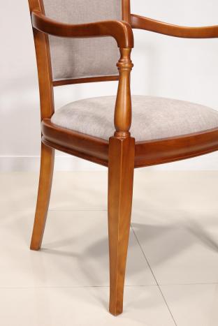 Fauteuil Pauline réalisé en Merisier Massif de style Louis Philippe Elastron Boston Light Grey