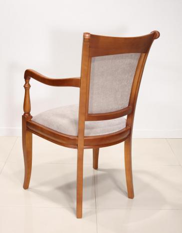 Fauteuil Pauline réalisé en Merisier Massif de style Louis Philippe Elastron Boston Light Grey