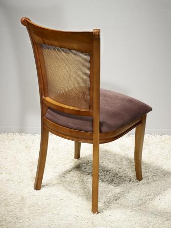 Chaise Ambre réalisée en Merisier de style Louis Philippe Assise Chocolat
