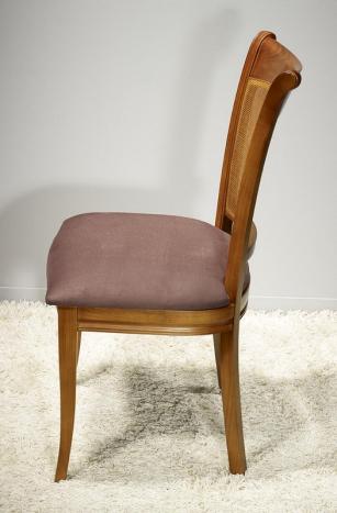 Chaise Ambre réalisée en Merisier de style Louis Philippe Assise Chocolat