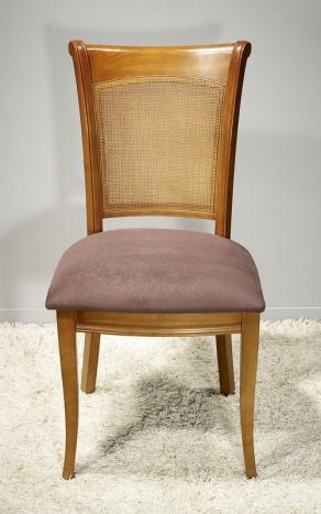 Chaise Ambre réalisée en Merisier de style Louis Philippe Assise Chocolat