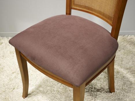 Chaise Ambre réalisée en Merisier de style Louis Philippe Assise Chocolat