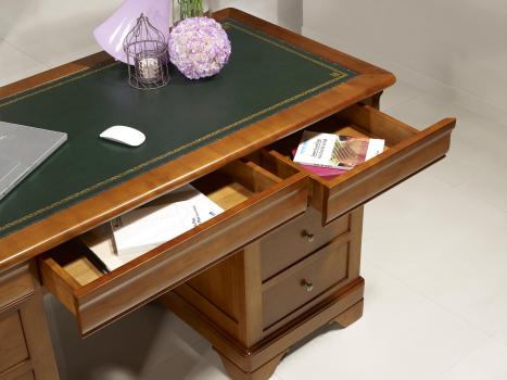 Bureau Ministre 9 tiroirs Salomé réalisé en Merisier Massif de style Louis Philippe 