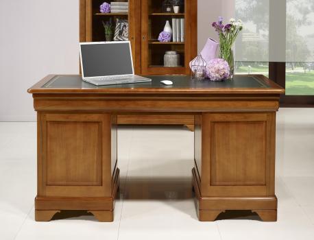 Bureau Ministre 9 tiroirs Salomé réalisé en Merisier Massif de style Louis Philippe 
