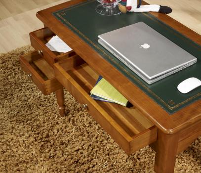 Bureau 1/2 ministre réalisé en merisier massif de style Louis Philippe 