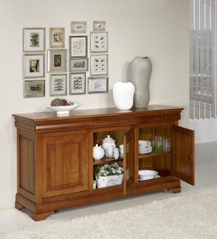 Buffet 3 portes 3 tiroirs réalisé en Merisier massif de style Louis Philippe 