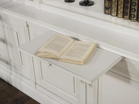 Bibliothèque 2 corps 4 portes Anne-Sophie, réalisée en Merisier Massif de style Directoire AVEC ECHELLE Finition Gris PERLE et IVOIRE