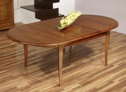 Table ovale Constance 180*120 réalisée en Merisier Massif de style Louis Philippe 2 allonges incorporées de 40 cm 