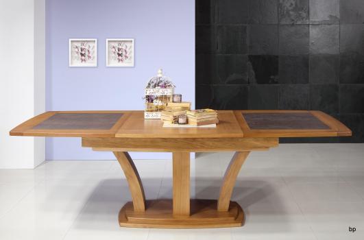 Table de repas Contemporaine 160x110 réalisée en Merisier Massif avec céramique 