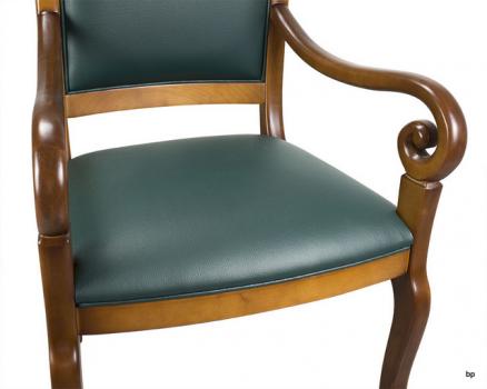 Fauteuil Crosse de style Louis Philippe Moleskine Vert Anglais