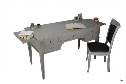 Bureau Ministre Mathilde réalisée en Merisier Massif de style Directoire GRIS ANTIK
