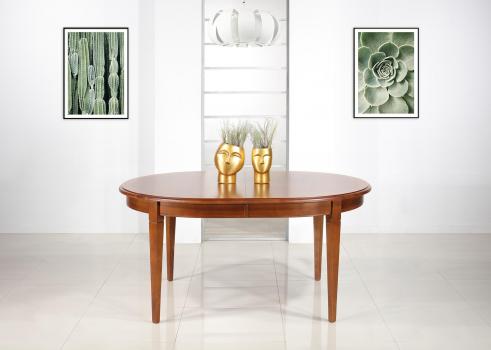 Table ovale de salle à manger réalisée en Merisier de style Louis Philippe 160x120 + 2 allonges de 40 cm SEULEMENT 1 DISPONIBLE