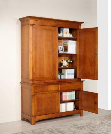 Vaisselier 2 corps 2 portes Maude réalisée en merisier massif de style Directoire