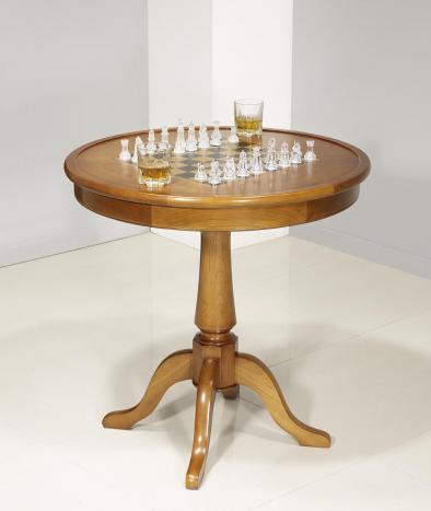 Table ronde à jeux en Merisier de style Louis Philippe Diamètre 77 cm SEULEMENT 1 DISPONIBLE