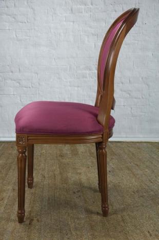 Chaise Emeline réalisée en Merisier Massif de style Louis XVI Suédine Bordeaux