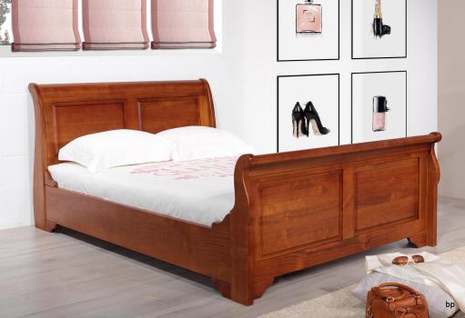 Lit Bateau Jean-Christian en Merisier Massif 140X190 de style Louis Philippe 