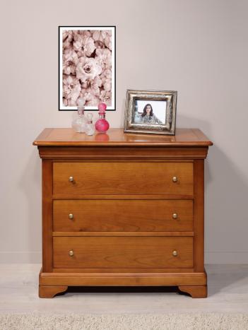 Commode 3 tiroirs Amélie réalisée en Merisier Massif de style Louis Philippe Largeur 105 cm