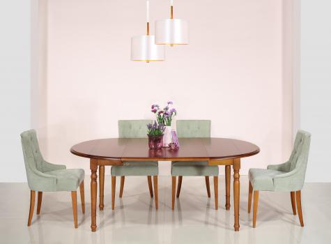Table ronde à volets Florence réalisée en Merisier Massif de style Louis Philippe diamètre 110 cm SEULEMENT 1 DISPONIBLE