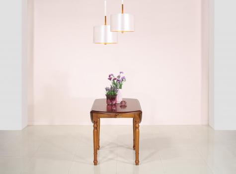 Table ronde à volets Florence réalisée en Merisier Massif de style Louis Philippe diamètre 110 cm SEULEMENT 1 DISPONIBLE