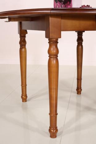 Table ronde à volets Florence réalisée en Merisier Massif de style Louis Philippe diamètre 110 cm SEULEMENT 1 DISPONIBLE