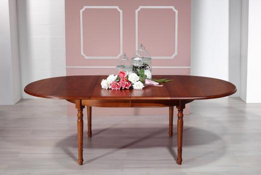 Table ovale Muriel 170*110 réalisée en Merisier Massif de style Louis Philippe 2 allonges incorporées de 40 cm