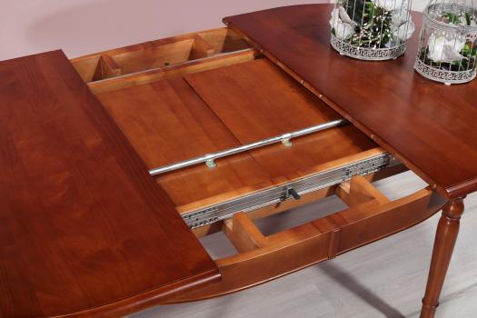 Table ovale Muriel 170*110 réalisée en Merisier Massif de style Louis Philippe 2 allonges incorporées de 40 cm