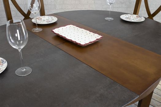 Table ronde Emy réalisée en Merisier de ligne contemporaine  plateau céramique