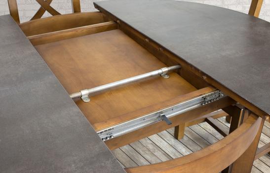 Table ronde Emy réalisée en Merisier de ligne contemporaine  plateau céramique