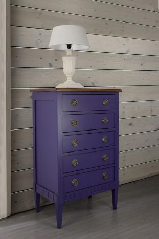 Commode 5 tiroirs Judith réalisée en merisier de style Directoire Violet Patiné