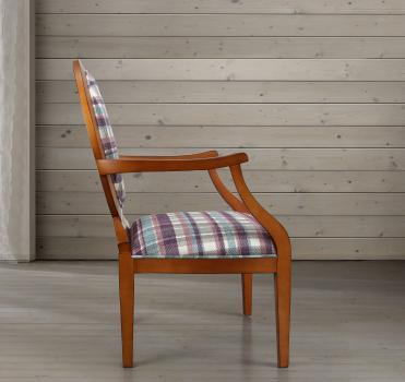 Fauteuil Julia réalisé en hêtre massif Tissu Aldecco