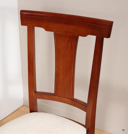 Chaise Lou réalisée en Merisier Massif de style Louis Philippe  MOLESKINE BLANCHE