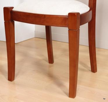 Chaise Lou réalisée en Merisier Massif de style Louis Philippe  MOLESKINE BLANCHE