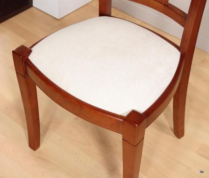 Chaise Lou réalisée en Merisier Massif de style Louis Philippe  MOLESKINE BLANCHE