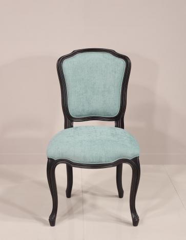 Lot de 4 Chaise Mila  réalisée en merisier de style Louis XV Laqué Noir tissu aldeco 