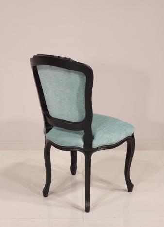 Lot de 4 Chaise Mila  réalisée en merisier de style Louis XV Laqué Noir tissu aldeco 