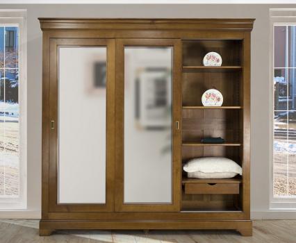 Armoire 3 portes Christine réalisée en Merisier Massif de style Louis Philippe PORTES COULISSANTES