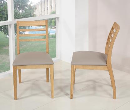 Chaise Florian réalisée en chêne massif Ligne contemporaine Assise Tissu ELASTRON LONDON CREAM