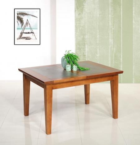 Table de repas Jeanne réalisée en Merisier Massif Pieds Fuseaux Plateau céramique, 140x100 avec 2 allonges intégrées de 40 cm