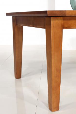 Table de repas Jeanne réalisée en Merisier Massif Pieds Fuseaux Plateau céramique, 140x100 avec 2 allonges intégrées de 40 cm