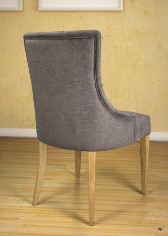 Chaise de séjour Capitonnée, 4 pieds en MERISIER Massif Tissu Taupe