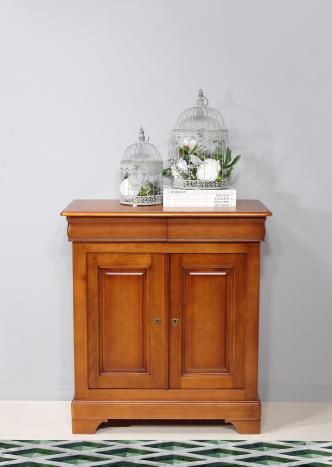 Petit Buffet 2 portes Stéphanie réalisé en Merisier Massif de style Louis Philippe Finition Merisier Doré Patine antiquaire (vieillissement du bois)