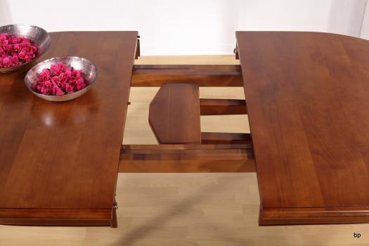 Table Ovale de salle à manger Estelle, réalisée en Merisier Massif de style Louis Philippe 170x110 avec 3 allonges 